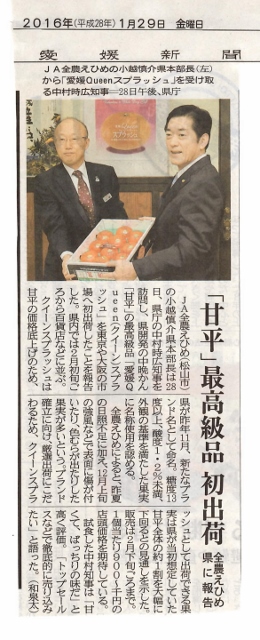 甘平に関する新聞記事　初出荷クイーンスプラッシュ